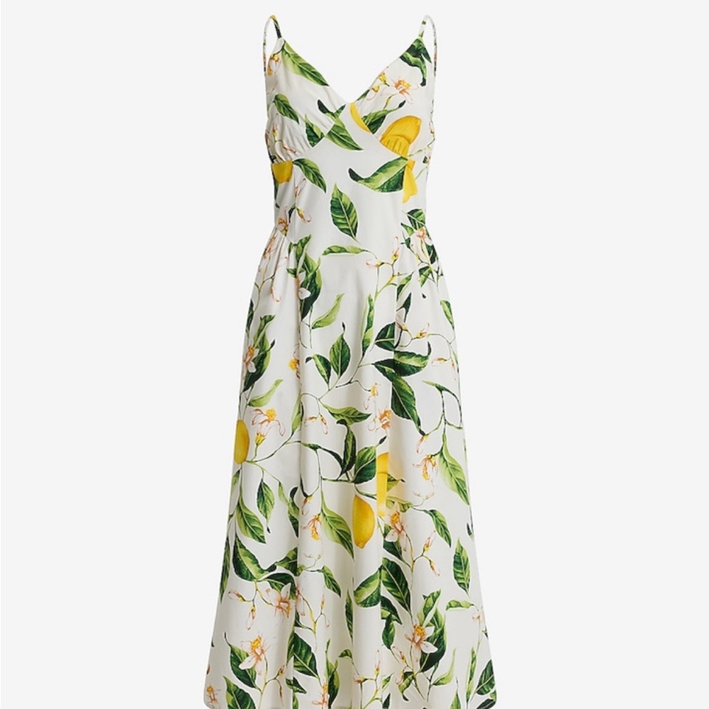 Express Lemon Print Midi Dress - White and Green